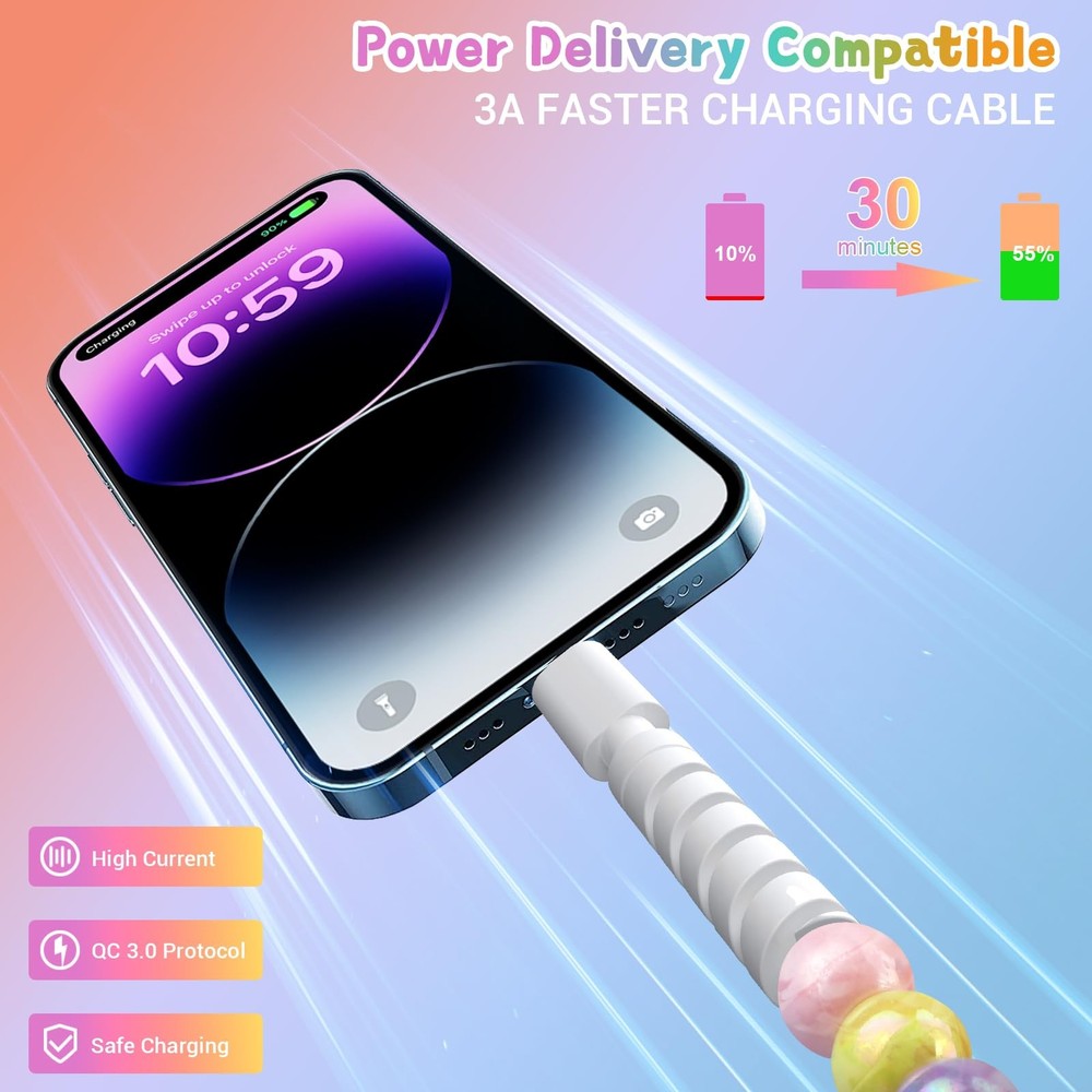 Aolcev USB C Cable 66W to Charging 3.3FT 1M, Multicolored