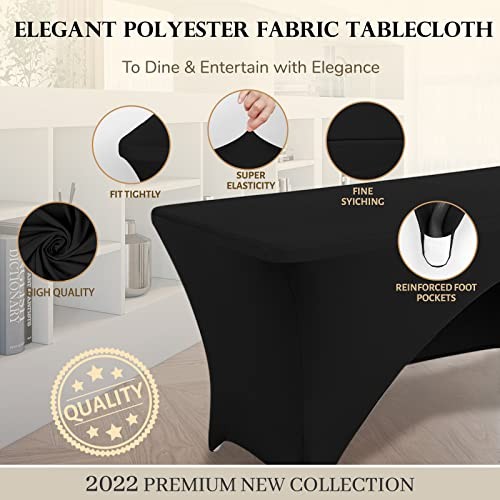 Spandex Table Cover 4 ft. Fitted Polyester 48" x 24" (Rectangular) Black