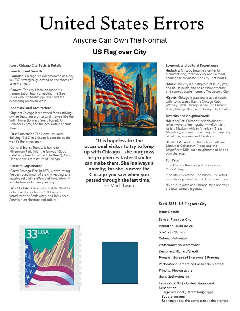 Centsational Custom Presentation Panel For Error SN 3281 - 8.5” X 11”