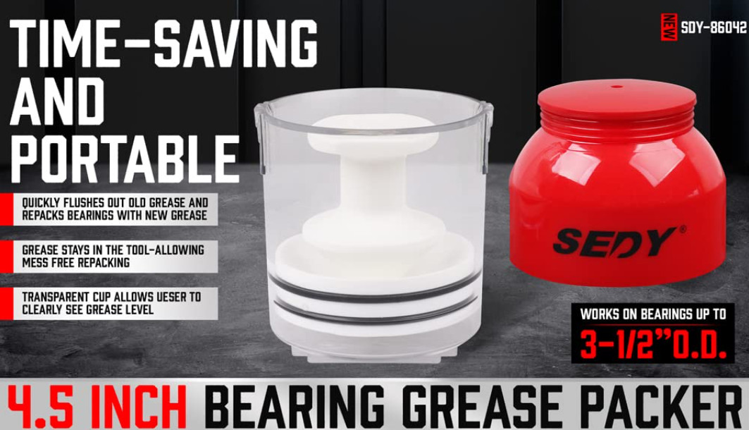 Premium Bearing Packer Kit - Effortlessly Flushes Old Grease and Repacks Wheel -