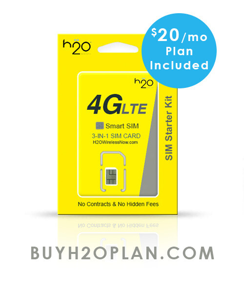 H2O Wireless SIM Card with $20 Month Plan