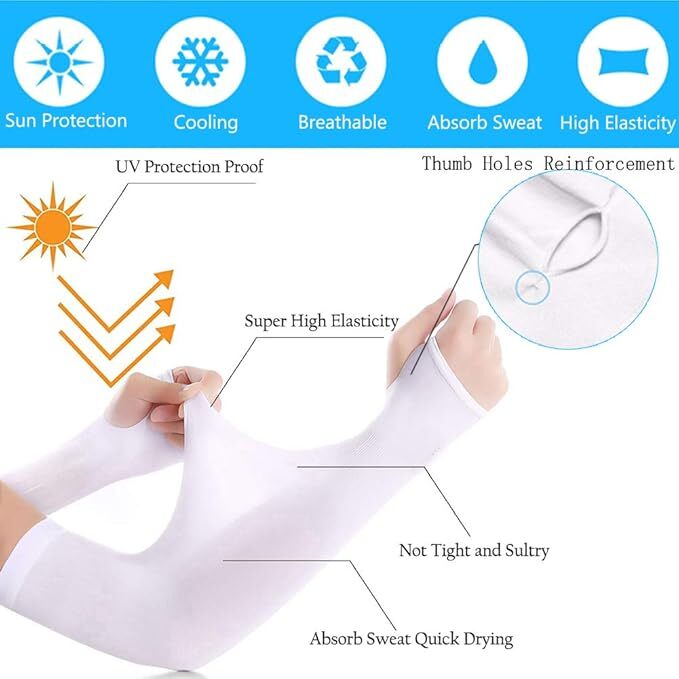 3 Pairs Cooling Arm Sleeves Cover UV Sun Protection Sports Outdoor For Men Women