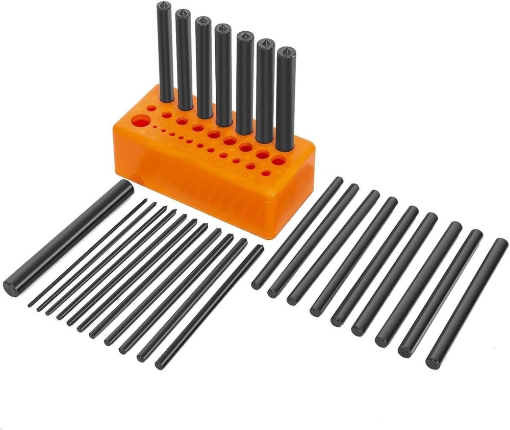 Versatile 28pc Transfer Punch Set with Storage Holder - Ideal for Craftsmanship