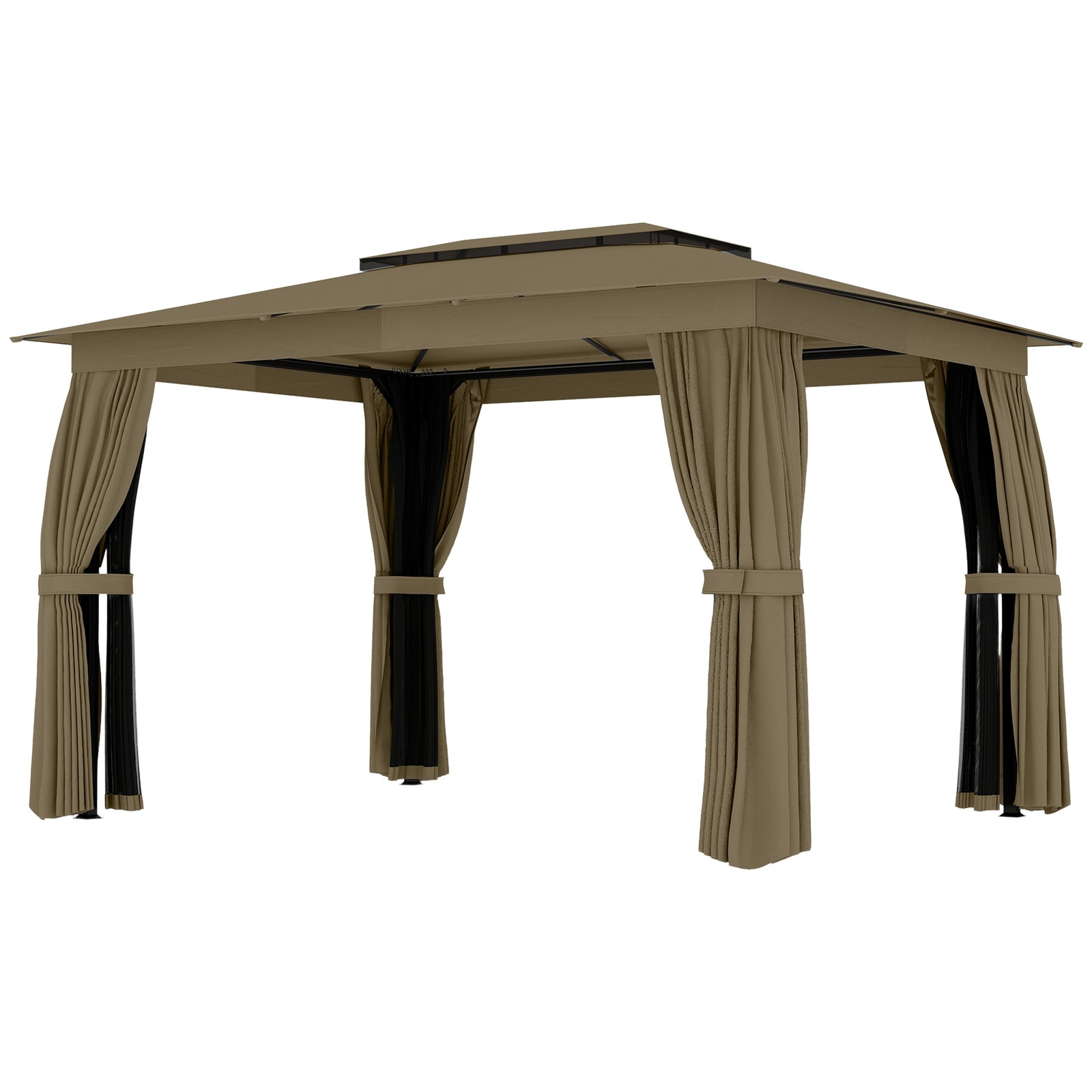 10' x 12' Outdoor Patio Gazebo, Double Roof Gazebo Canopy Shelter
