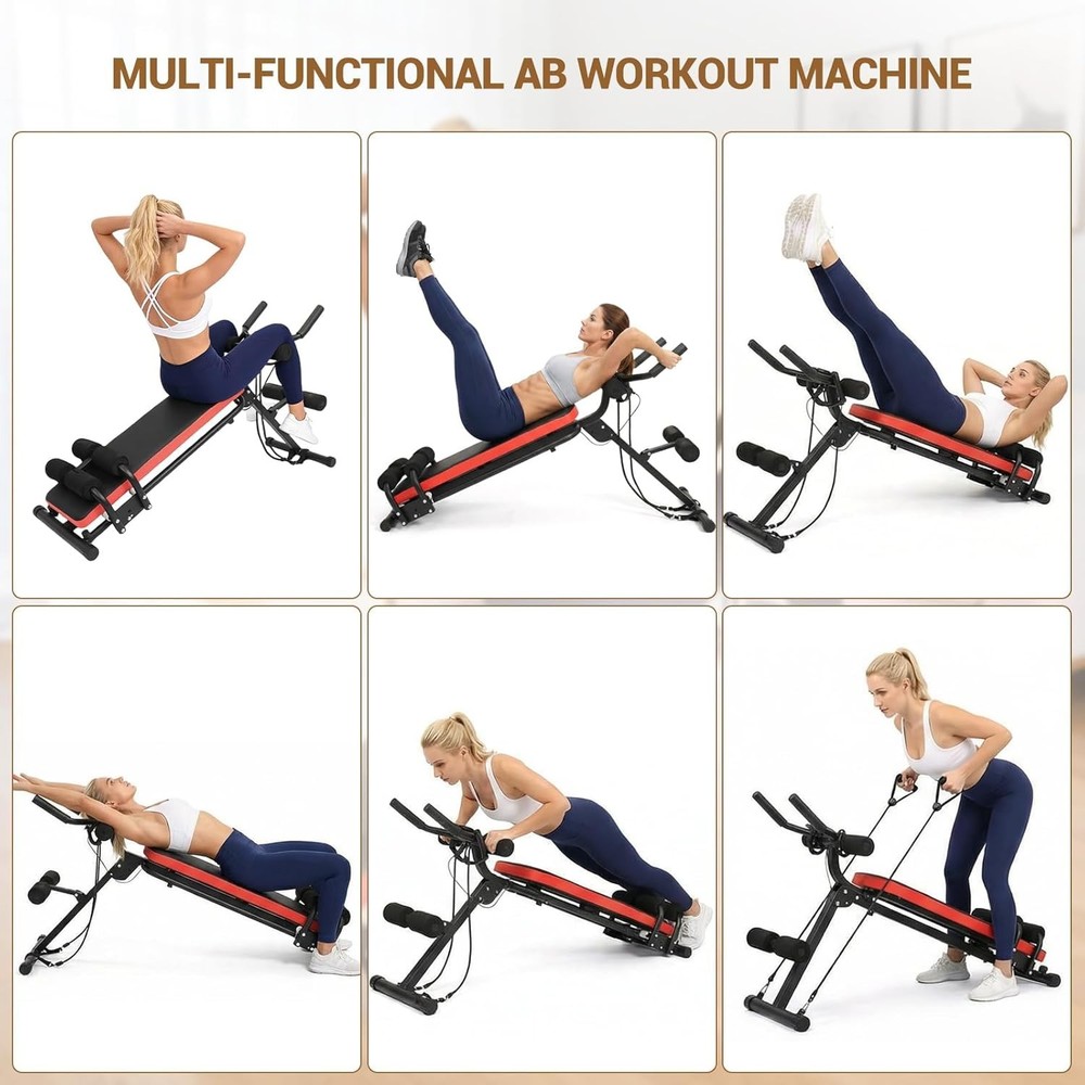 2-in-1 Adjustable Ab Workout Bench & Glider Collapsible Core Trainer LCD Display