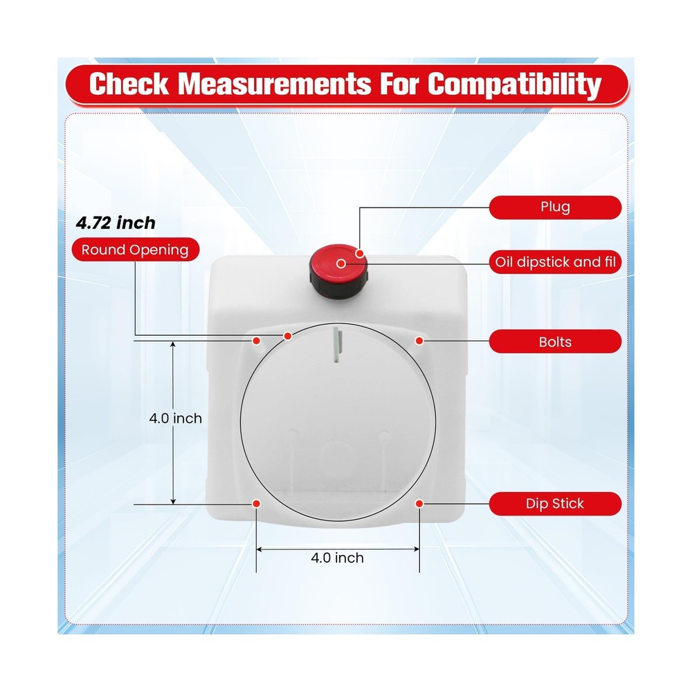 6 Quart Poly Power Unit Reservoir for Hydraulic Systems, Polyethylene Flat Bo...