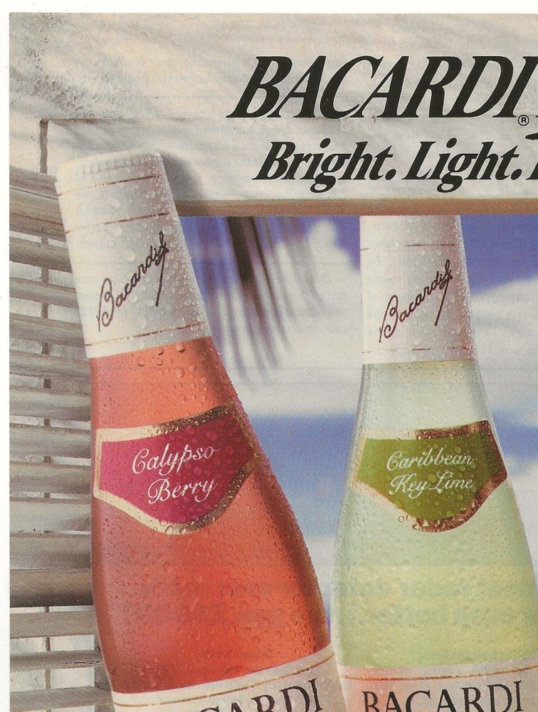 Vintage Print Ad Bacardi Breezers - Bright Light Refreshing - May 1990