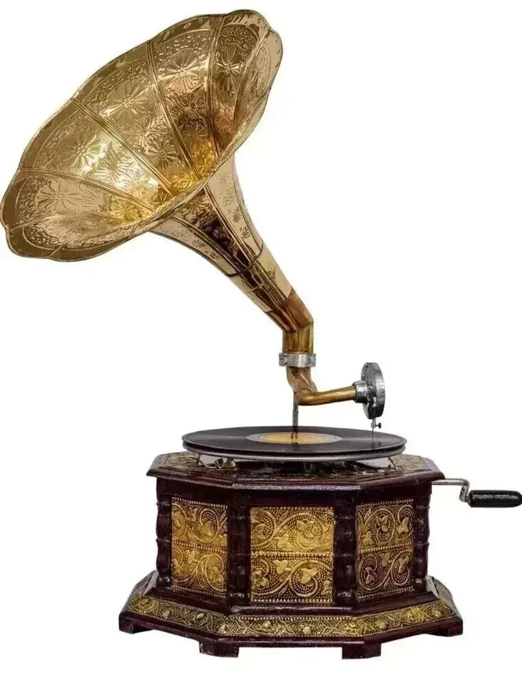 Antique HMV Gramophone Fully Functional Working Phonograph, win-up record player