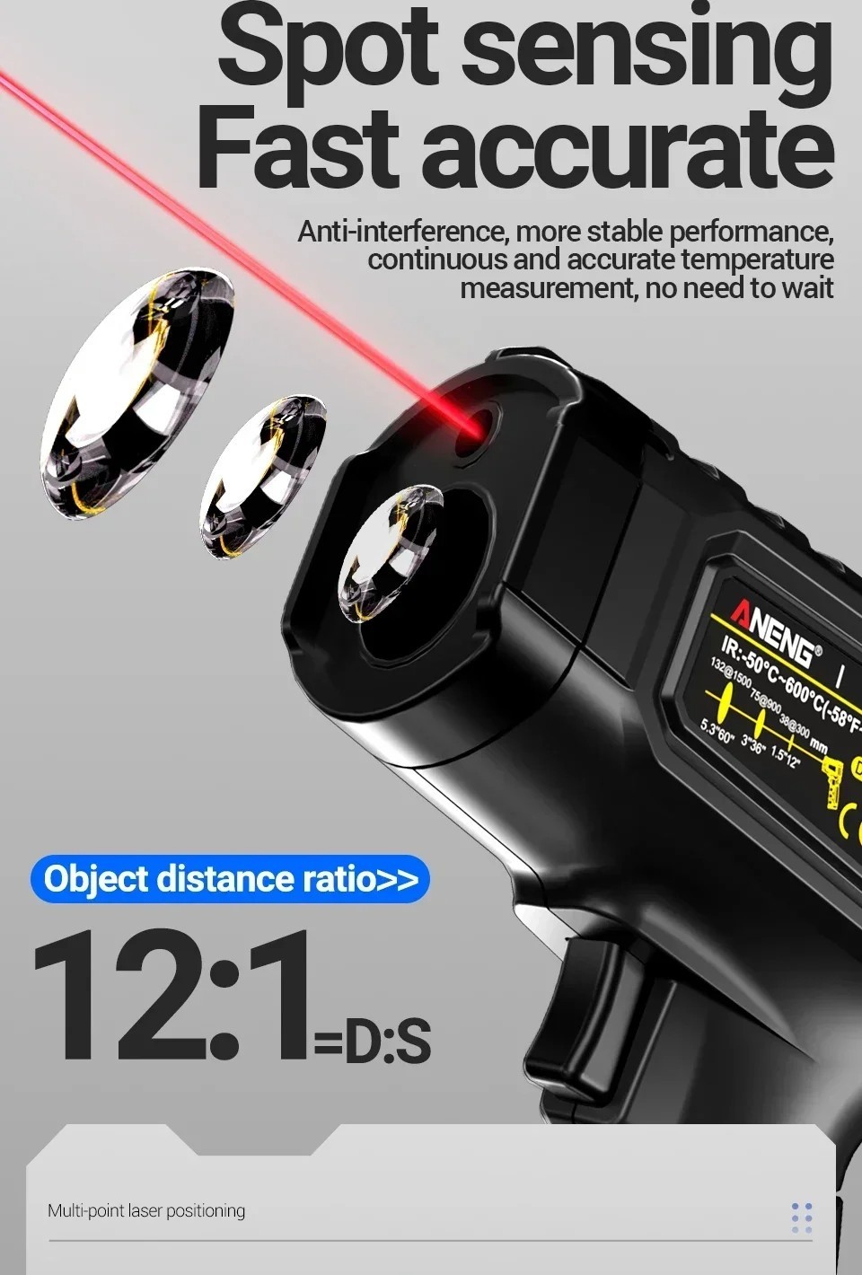 Infrared Thermometer LCD Digital Non-contact Laser IR Temperature Gun Temp Meter