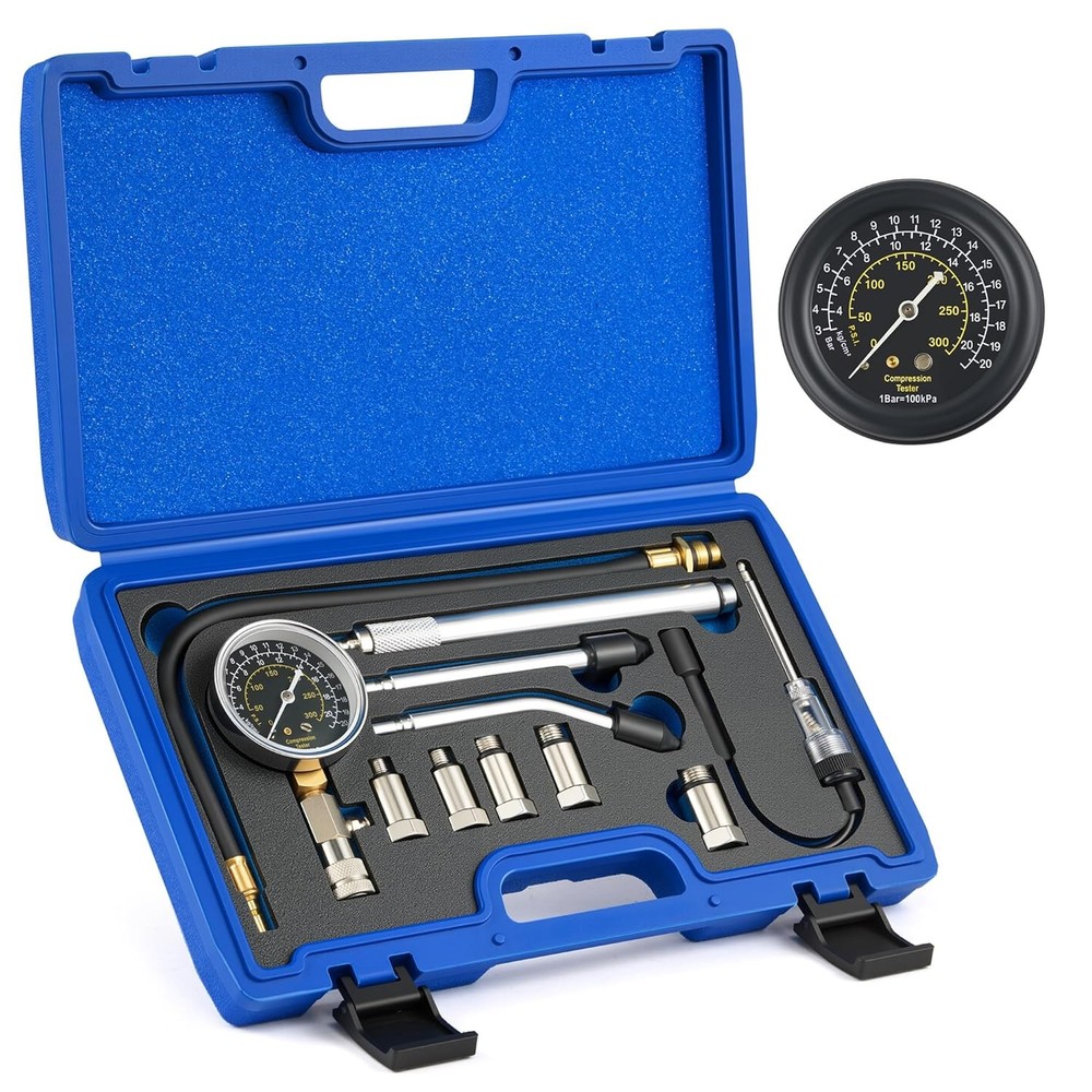 11 pc Cylinder Compression Tester Kit with Spark Plug Tester
