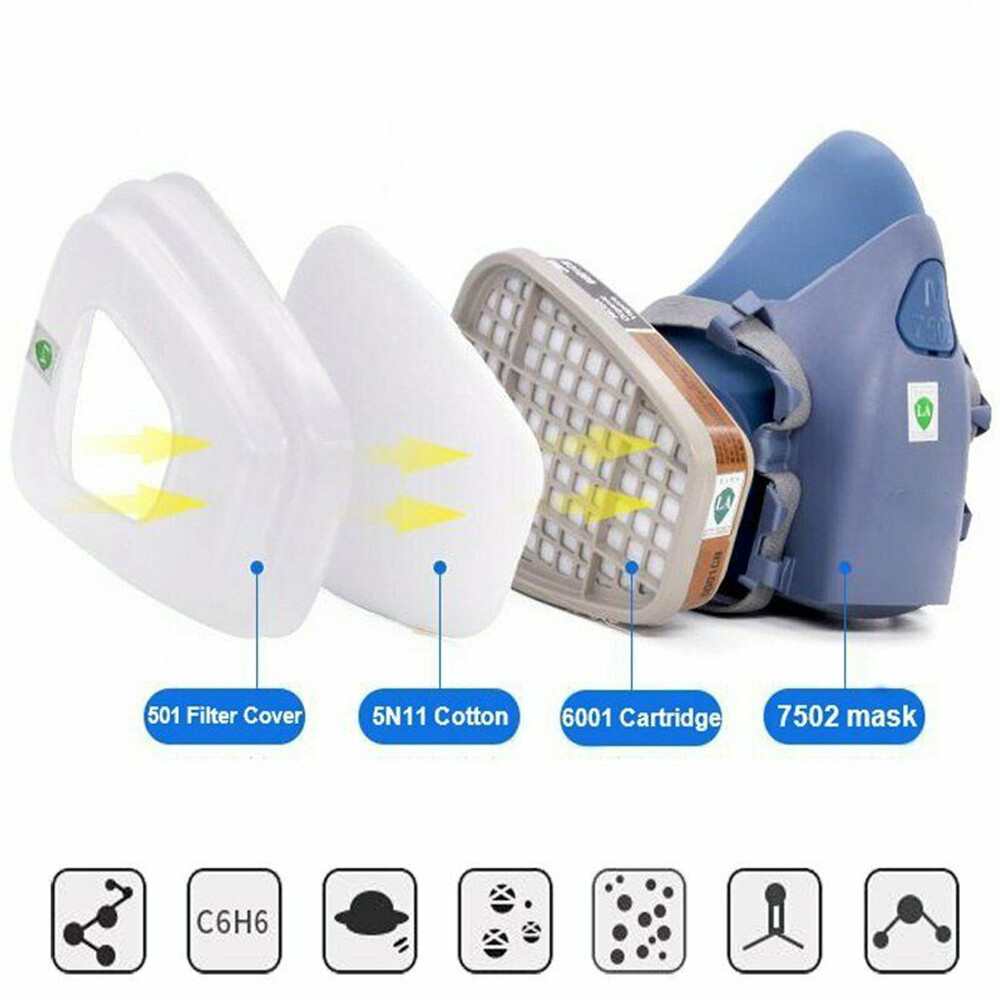 3M Reusable Respirator Half Facepiece 7502 For Chemical Handling, Painting, Med