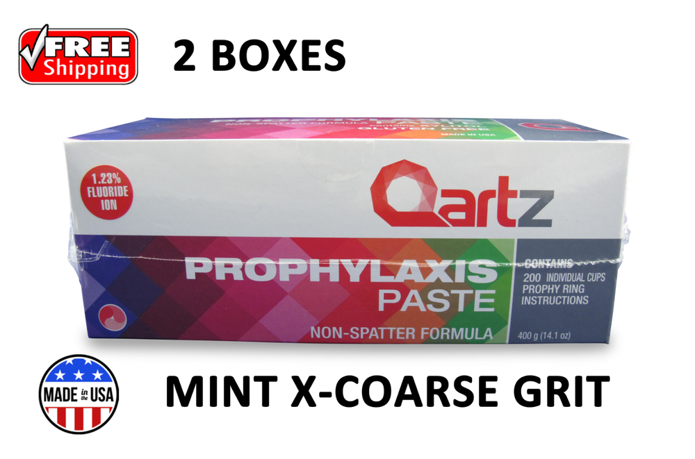 QARTZ PROPHY PASTE CUPS MINT X-COARSE 200/BOX DENTAL W/FLOURIDE - 2 BOXES