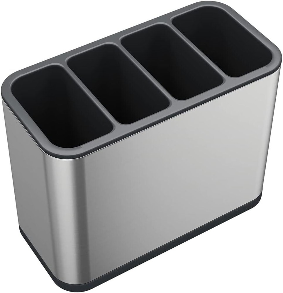 Silverware Caddy Utensil Spoon Holder with 4 Divided silver