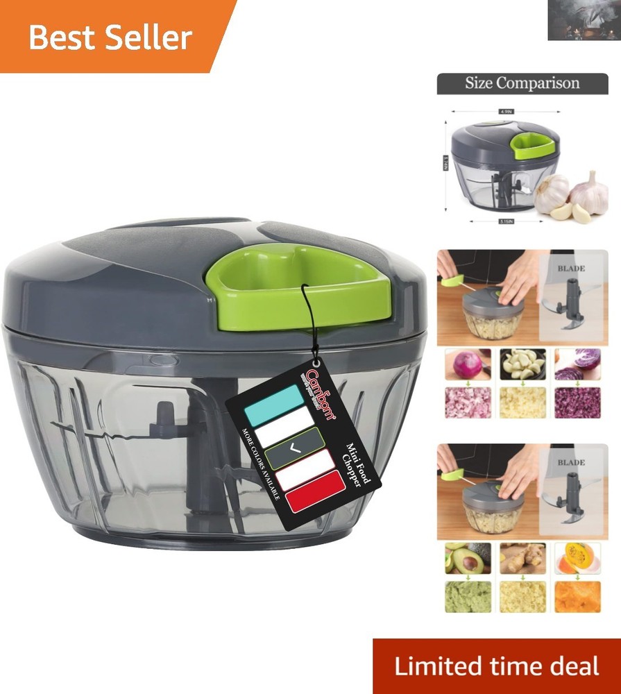 Effortless 500ml Hand-Pulled Vegetable Chopper & Food Prep Tool in Gray