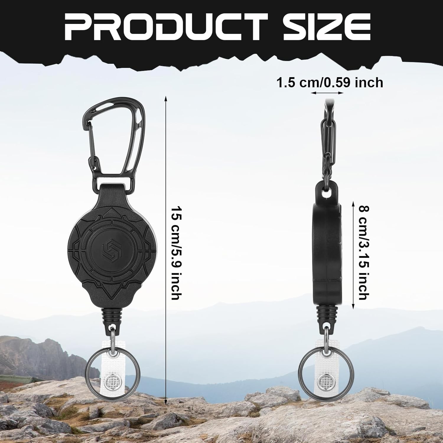 2Pack Heavy Duty Retractable Keychain, Tactical ID Badge Holder Reel Carabiner C