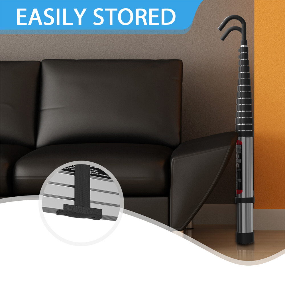 6.2M Portable Heavy Duty Aluminium Telescopic Ladder Extendable With Safety Hook