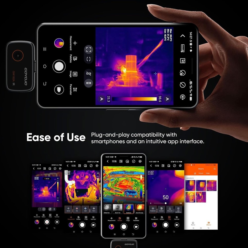 Compact 192x192 Thermal Imaging Camera for Android - Water Leak Detection