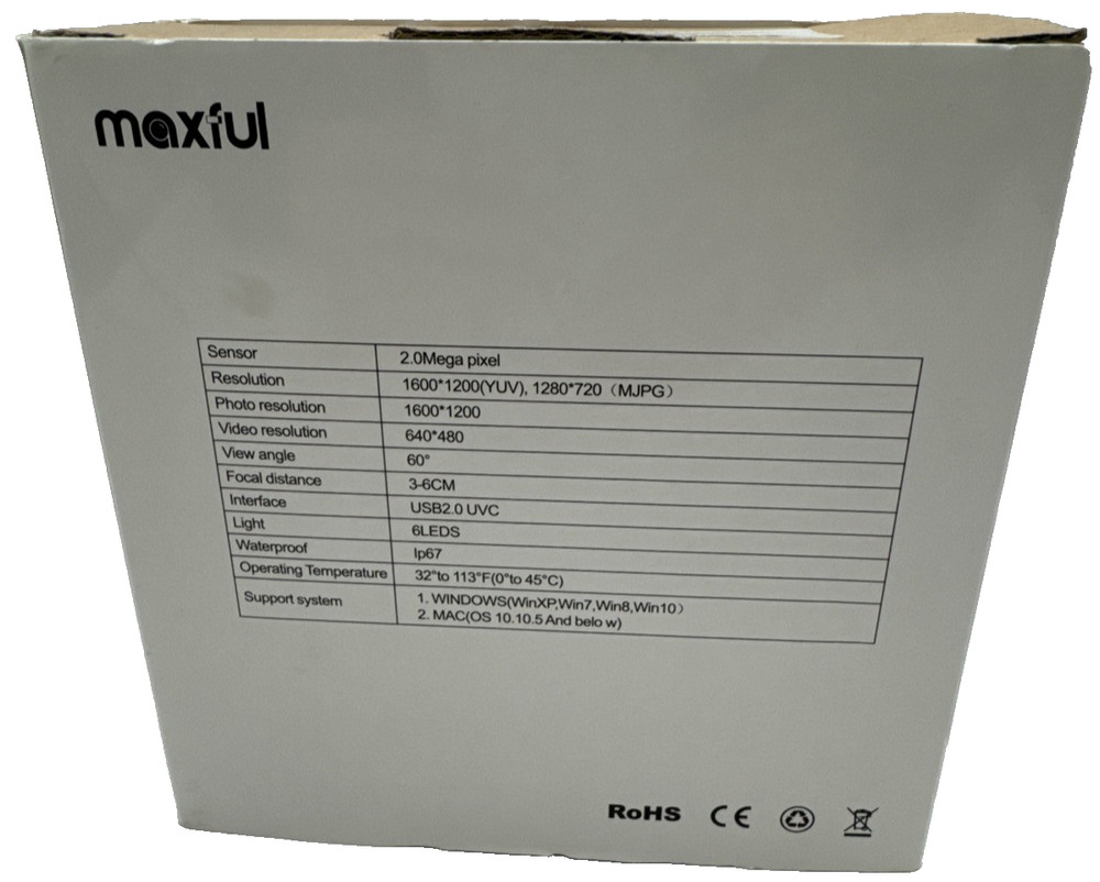 Maxful USB Endoscope Camera 49ft 2MP Waterproof Inspection Camera