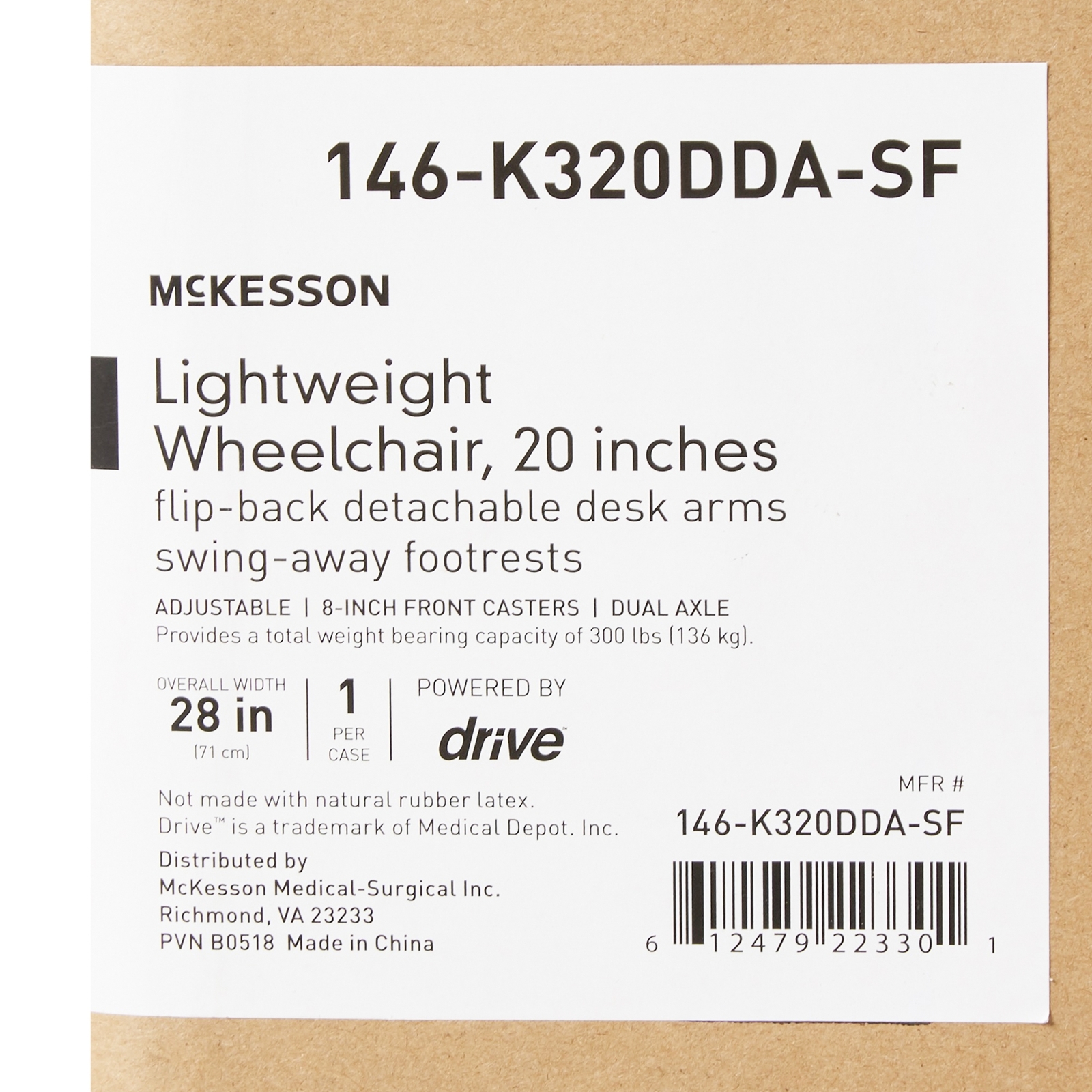 McKesson Lightweight Wheelchair Steel 20"W Swing-Away Footrest