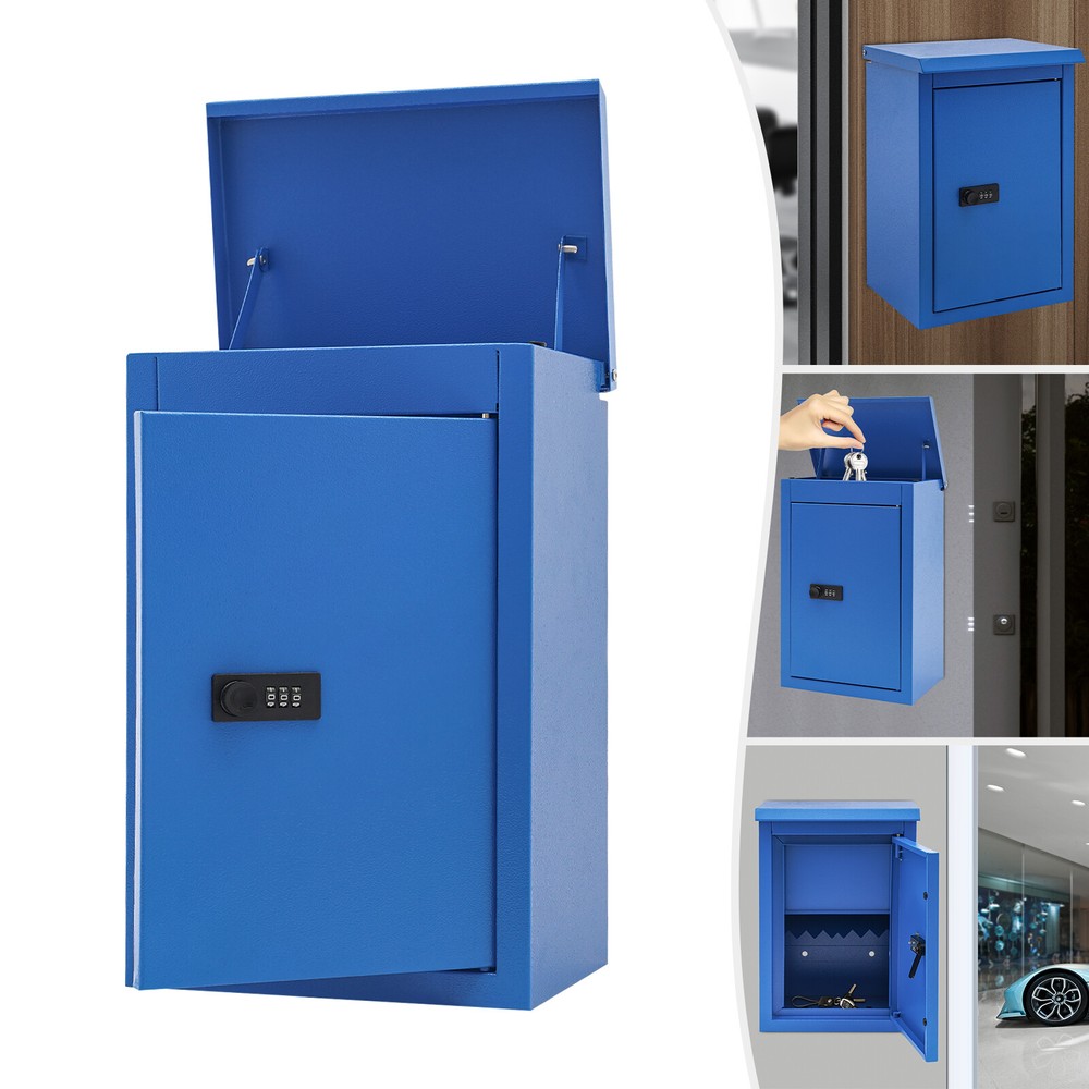 Modern Outdoor Waterproof Wall-mount Mailbox Blue Mailbox With Password Lock