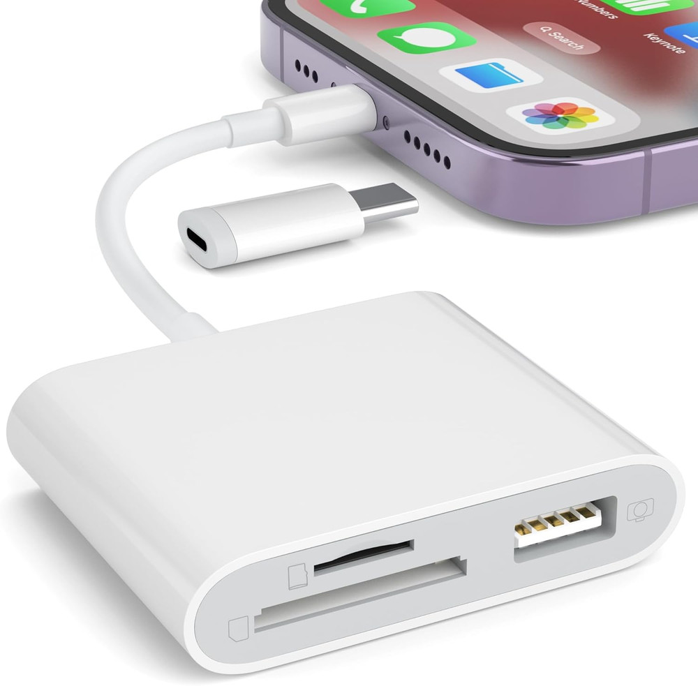 SD Card Reader for Iphone, Memory Card Reader with USB Camera Adapter Plug and P