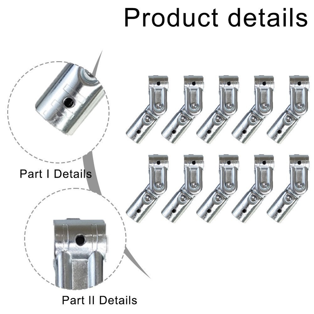 10 pcs Adjustable Pipe Connectors Adjustable Angle Range Galvanized Carbon Steel