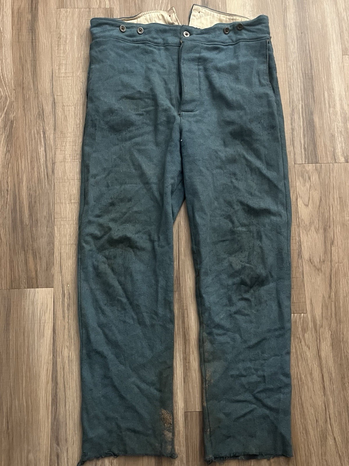 Vintage Repro Civil War Uniform Union Wool Trousers Sky Blue & Striped Shirt