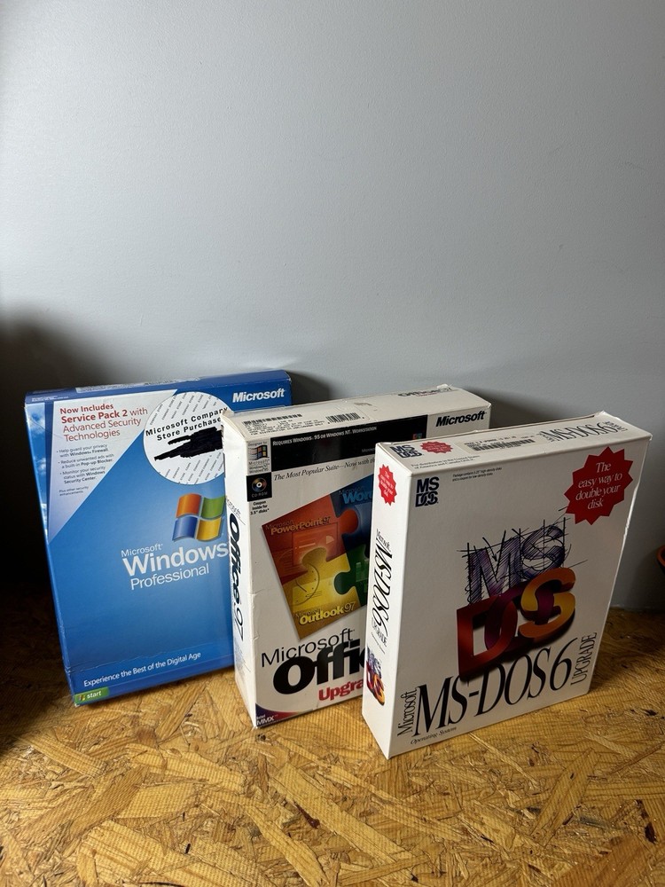 Vintage Computer Software Lot Msdos 6, Windows Xp, Office 97