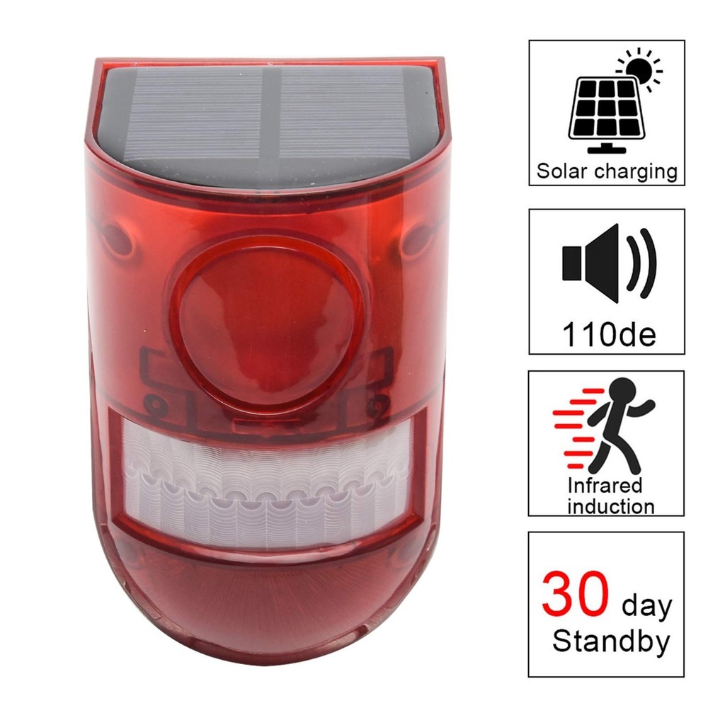 Solar Security Light Alarm,2Pack IP65 Waterproof PIR LED Motion Sensor Flashi...