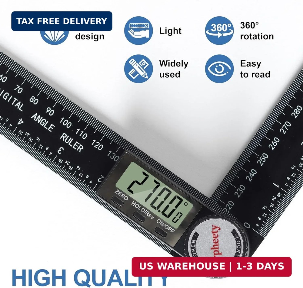 Digital Angle Finder Protractor, 3rd Generation Quick Display Angle Gauge Ruler,