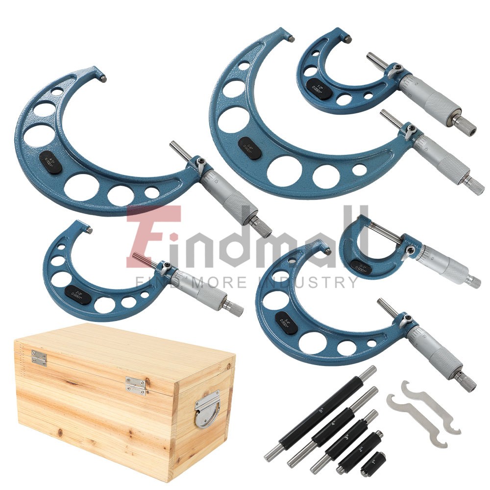6 Pack Set 0.0001" Carbide Standards Durable 0-6" Precision Outside Micrometer