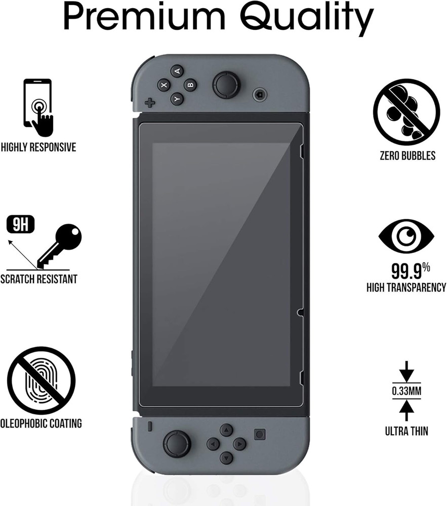 Amfilm Tempered Glass Screen Protector for Nintendo Switch 2017 (2-Pack)