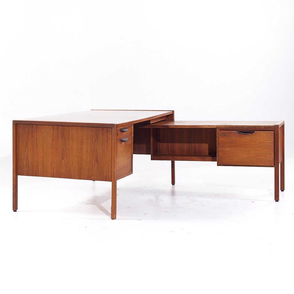 Jens Risom Mid Century Walnut Corner Desk