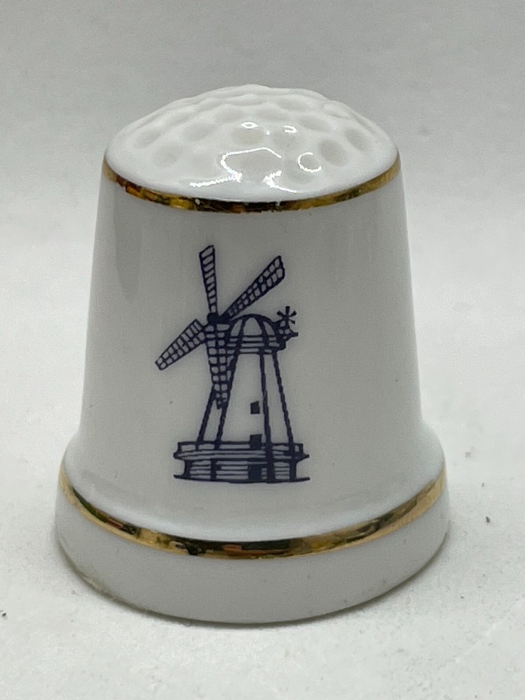 Holland Flag & Windmill Porcelain Thimble