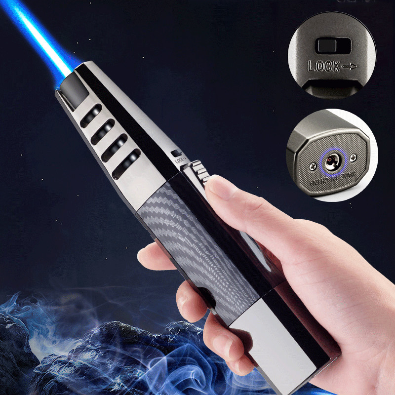 Refillable Butane Torch Lighter Adjustable Cigar Gas Lighter 2 Jet Flame Lighter