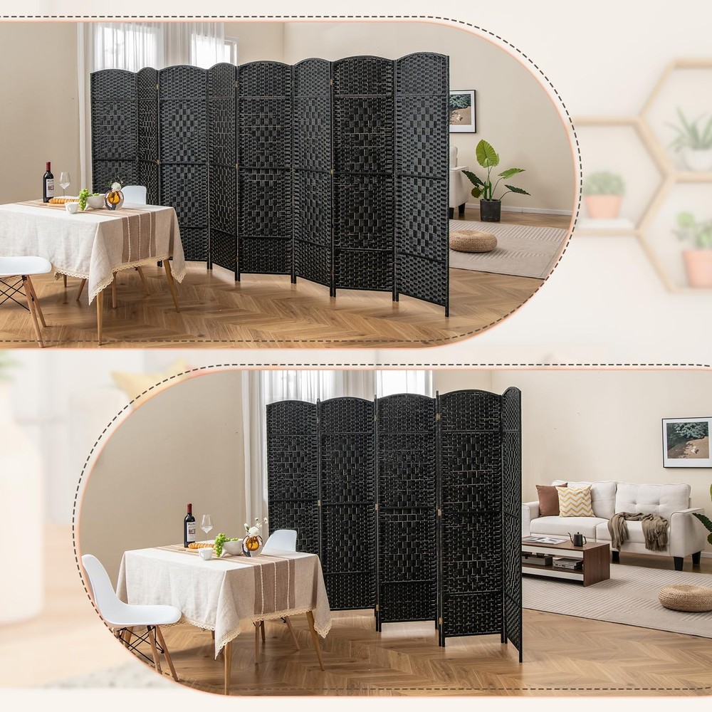 Room Divider 8 Panel - 6 FT Folding Privacy Screen, Fully Assembly, Solid Woo...