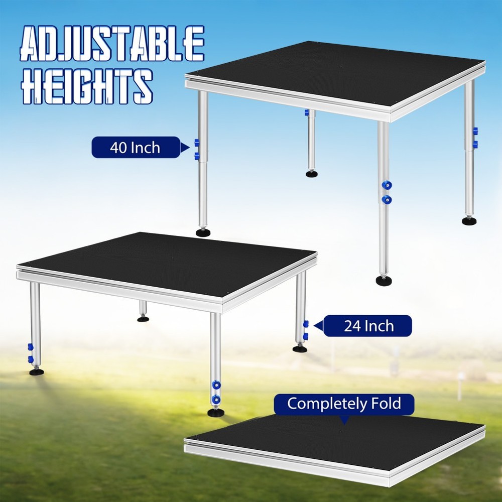 4 x 4 FT Portable Stage Platform Adjustable Height Stage Riser with Folding Legs