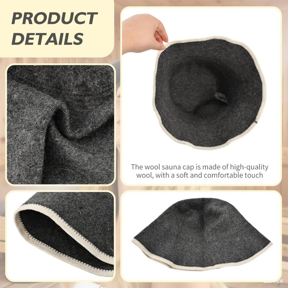 NOWHYX Wool Sauna Hat, Comfortable Soft Felt Cap, One Size, Grey