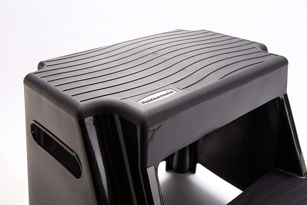 2-Step Molded Plastic Step Stool with Non-Slip Step Treads Lightweight Garage