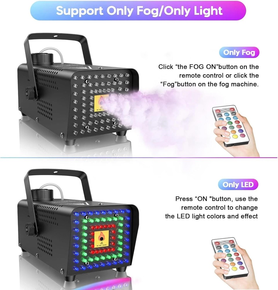 Fog, Smoke, Light Machine with 72 LED Lights Effect, Fully Remote, New