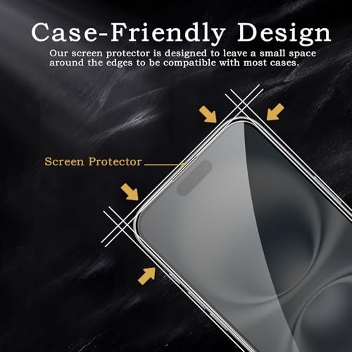 Privacy Screen Protector for iPhone 16, Shatterproof Tempered Glass