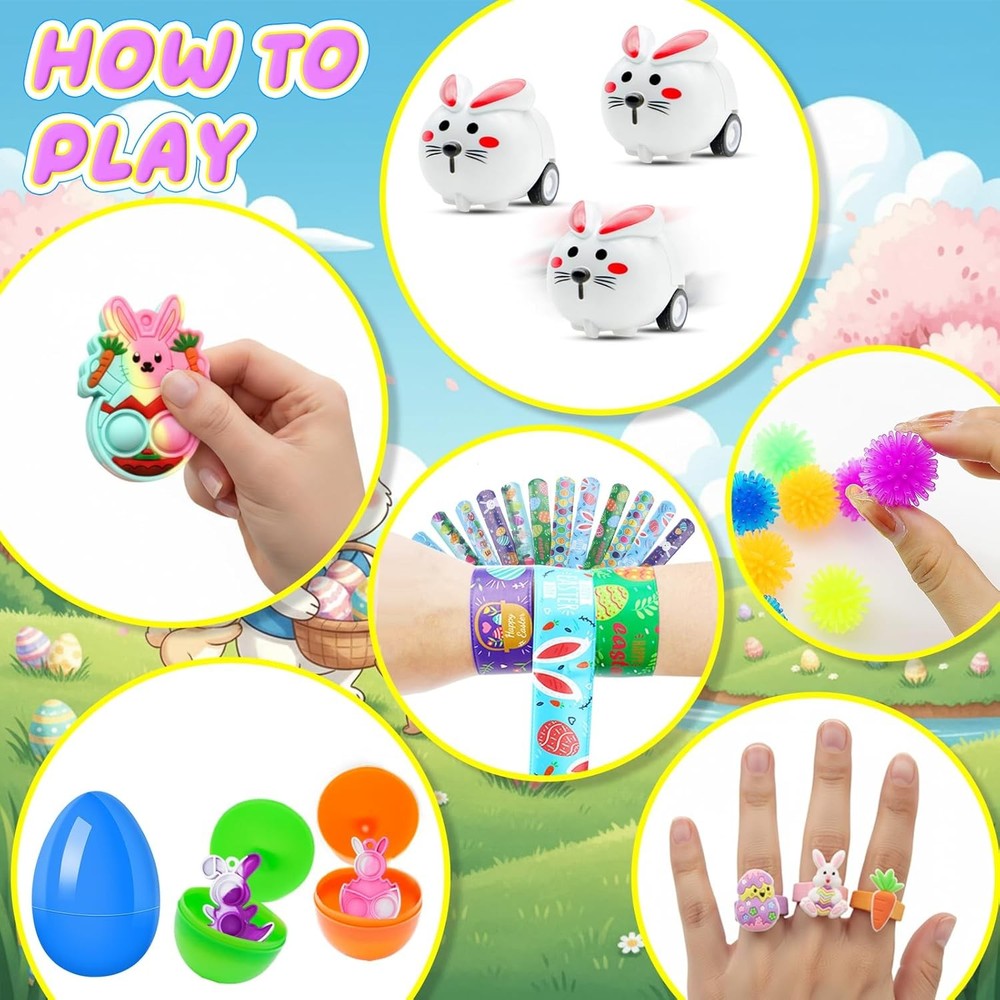 Prefilled Easter Eggs with Toys, 100 Pcs Plastic Easter Eggs Set, Easter