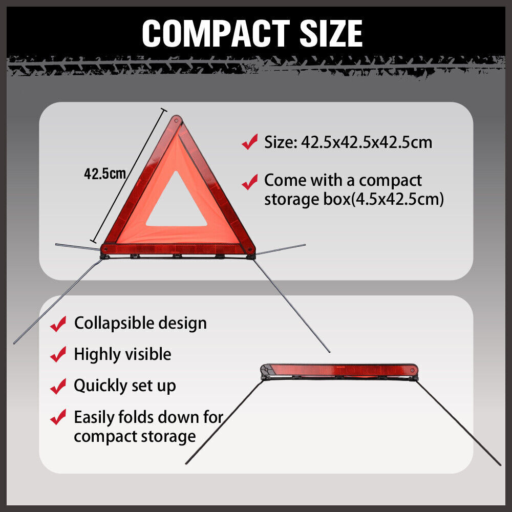 Emergency Warning Triangle DOT Approved Reflective Safety Roadside Kit for Car
