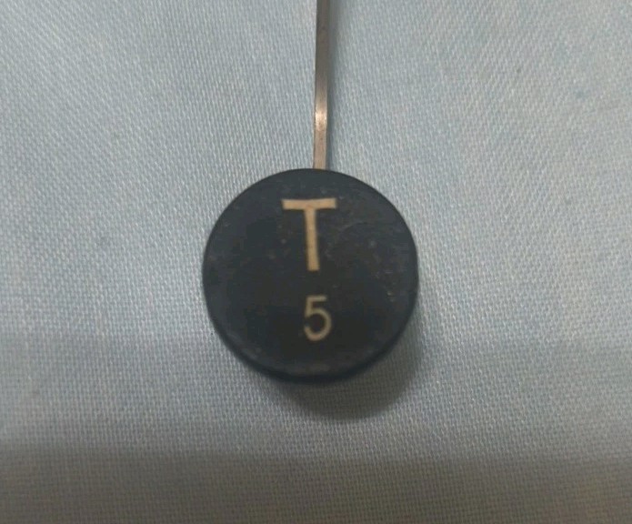 "T" Black Blickensderfer Typewriter Key Antique Keyboad Keytop Part Vtg