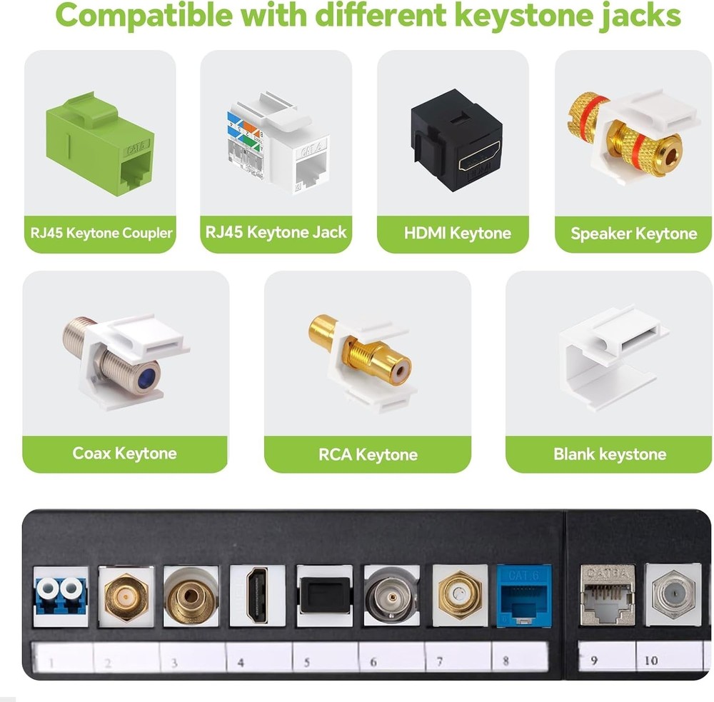 24 Port Blank Keystone Patch Panel, 1U 19 inch Cat6 Patch Panel with Detachab...