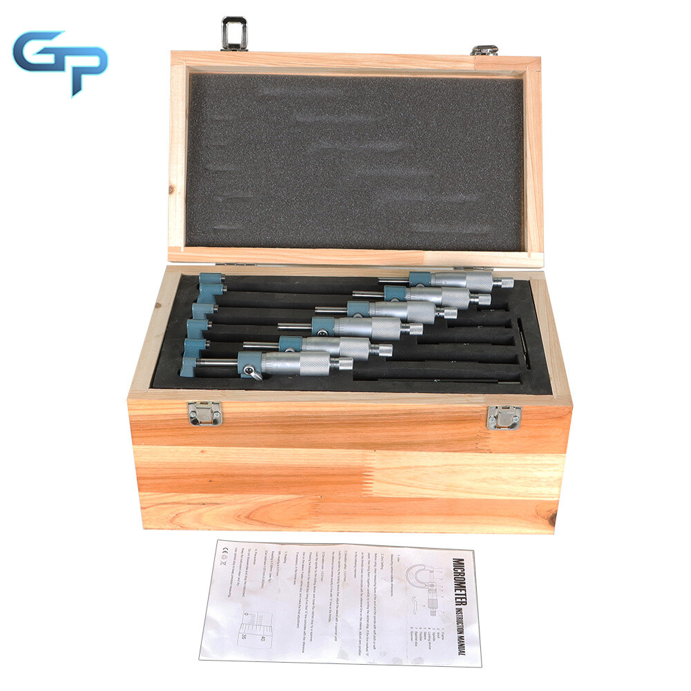 6 PCS Set 0-6" Precision Outside Micrometer Set 0.0001" Carbide Standards
