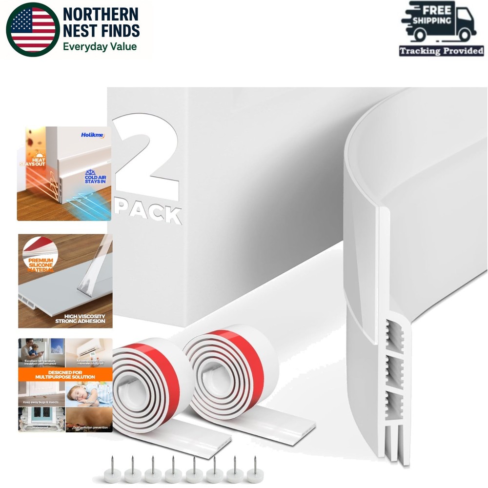 2 Pack  Door Draft Stopper Seals - Silent & Energy Efficient Insulators