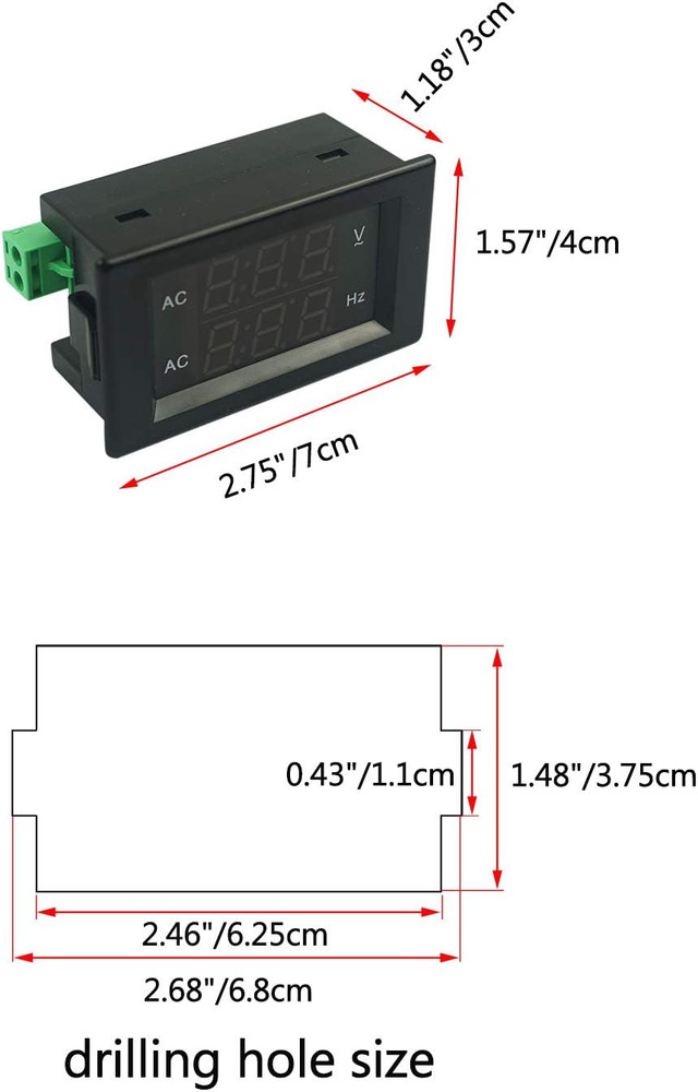 Digital AC Voltage Frequency Meter, AC 80-500V Voltmeter 45-65Hz Frequency Count