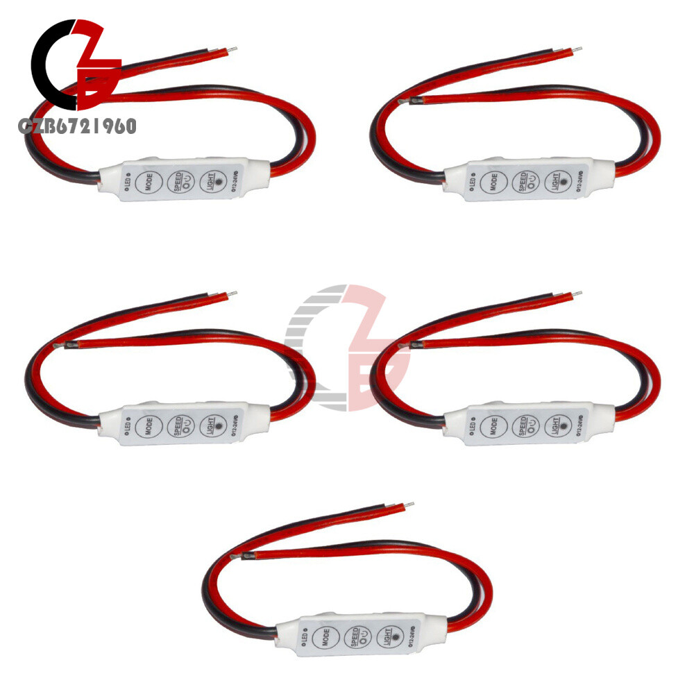 12V Low-profile Inline Controller Dimmer Switch for Single Color LED Strip Light