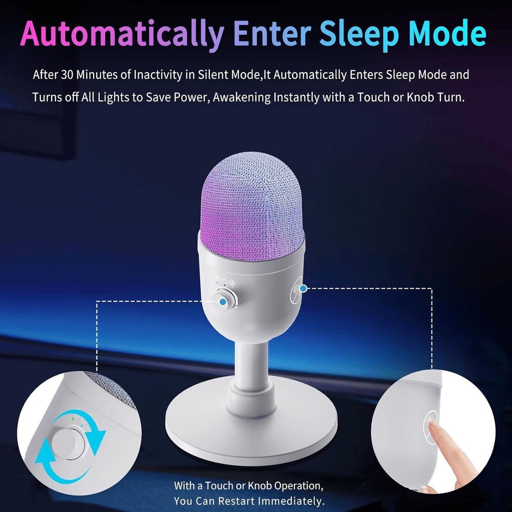 Pro USB Gaming Microphone with Real-Time Control & Advanced Noise Reduction